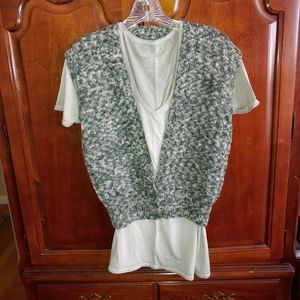 Sweater Vest Hand Knit Cropped V Neck Ribbed Vintage Styling Price is Firm